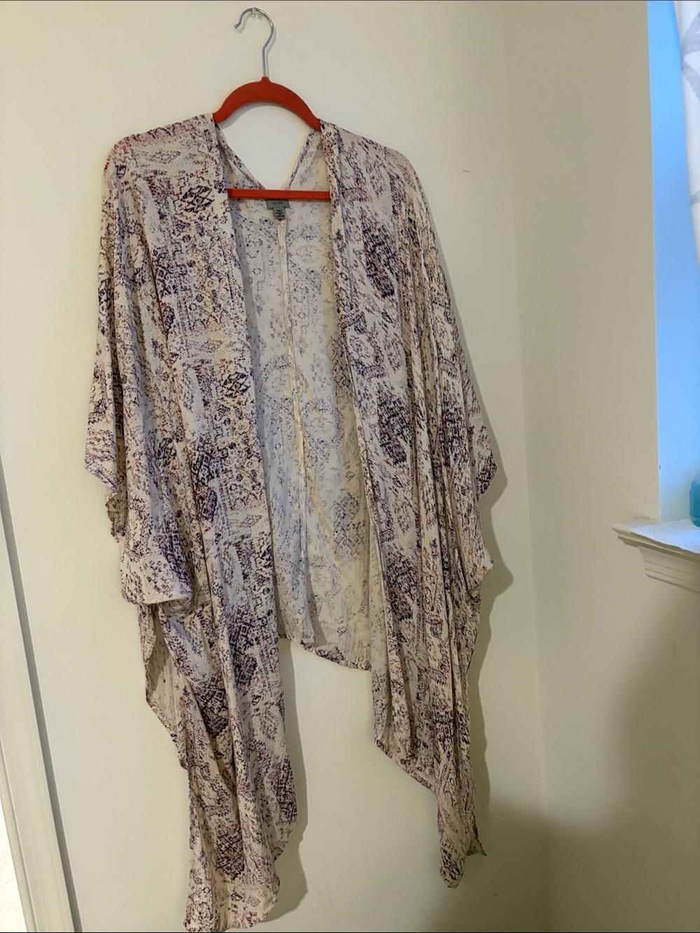 Ecote Open-Front Kimono Cardigan - Lavender & Cream Speckle